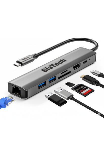 Ally BYL-2303 7 in 1 Hub - Type-C To 1000Mbps Ethernet 4K HDMI USB 3.0 PD100W SD-TF Cards