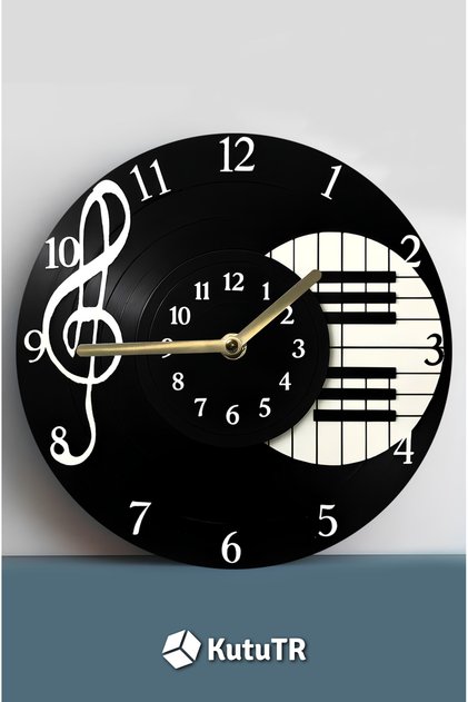 MDF Duvar Saati Müzik Temalı – 33x33 cm SDW386