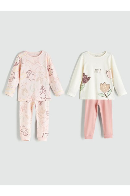 Printed Baby Girls' Pyjamas Set 2 Pack