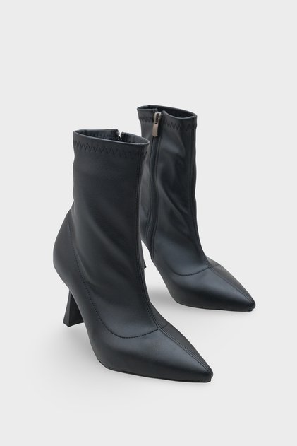Women's Pointed Toe Heeled Stretch Casual Boots Kaliy Black