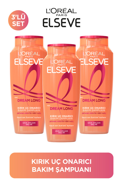 3'lü L'Oreal Paris Elseve Dream Long Kırık Uç Onarıcı Bakım Şampuanı 400 ml