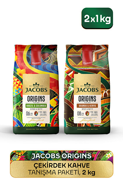 Jacobs Origins Brazil & Colombia + Uganda & Kenya Çekirdek Kahve 1
