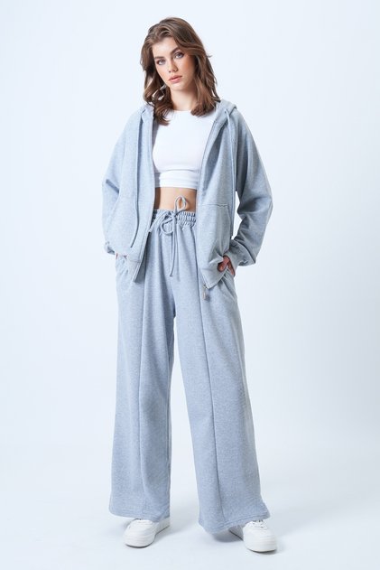 Set jachetă cu glugă și fermoar Grimelanj și pantaloni largi cu talie înaltă ALC-X14606