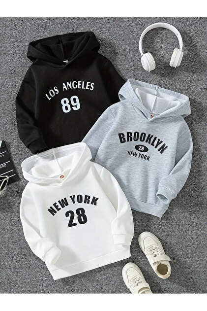 Boy-Girl 3-Pack Losangeles89-Brooklyn-Newyork28 Printed Hooded Sweatshirt