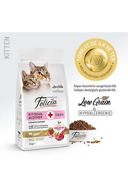 Felicia Kitten Mother & Kitten Kuzu Etli Yavru Kedi Maması 2 Kg