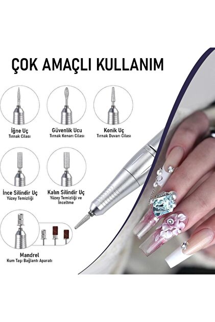 valkyrie Profesyonel Şarjlı Tırnak Frezesi 45.000 RPM, LCD, 2000