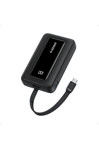 Anker Zolo Powerbank (10K, 30W, Dahili USB-C Kablo) - Siyah