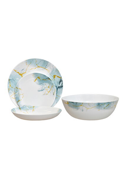 Serviciu de masa Dinova Décor Turquoise, opal, 19 piese