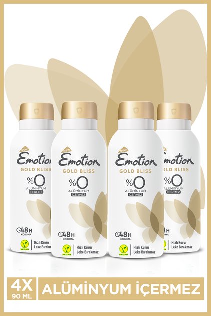 Gold Bliss Kadın Alüminyumsuz Vegan Deodorant 4x90 Ml Hızlı Kurur,Leke Bırakmaz
