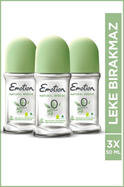 Emotion Natural Breeze Kadın Vegan Roll On 3x50ml Leke Bırakmaz