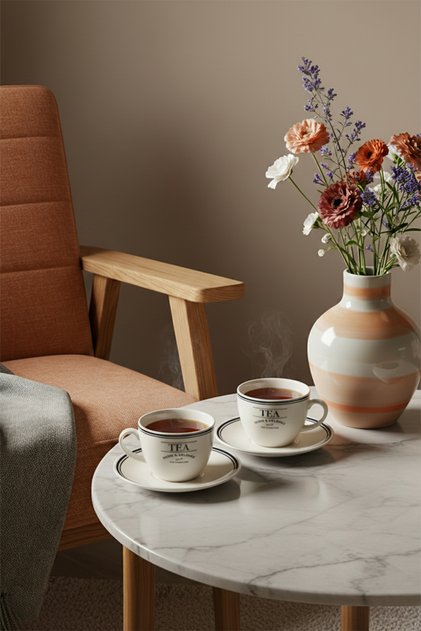 Set of 2 Minimal Patterned 220 cc Tea Cups TPHAW26CFN00000