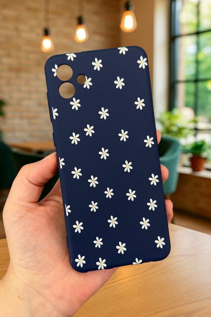 Samsung Galaxy A04 Uyumlu MİNİ PAPATYA DESENLİ Silikon Darbe Emici Klasik Korumalı Rubber Kılıf