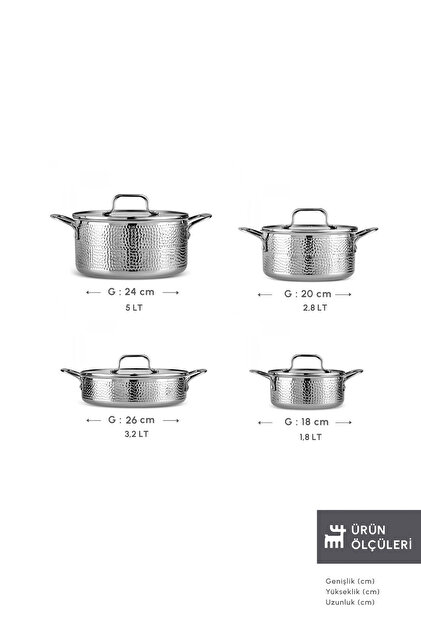 Karaca 3 Ply Powersteel Enzo 8 Parça İndüksiyon Tabanlı Çelik