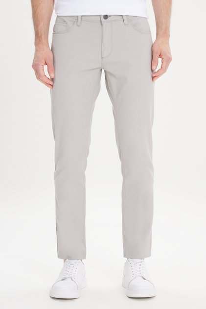 Men's Stone Slim Fit Narrow Cut 5 Pocket Dobby Flexible Trousers