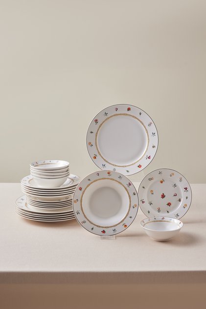 Elegance Bone Floret 24 Parça 6 Kişilik Porselen Yemek Takımı