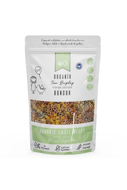 Organik Karışık Sebzeli Tam Buğday Boncuk Makarna 200 gr +8 Ay