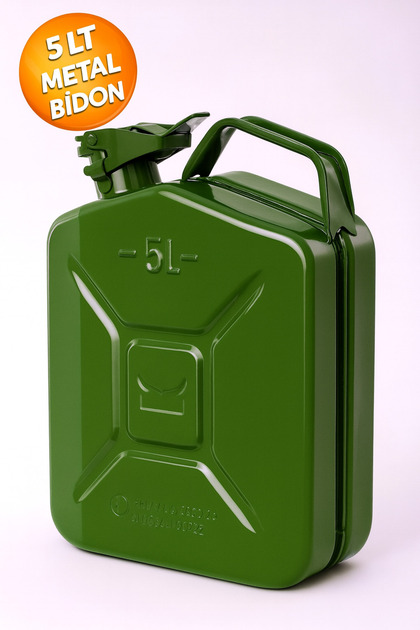 Metal Benzin Bidonu 5 Litre Akaryakıt Mazot Taşıma Doldurma Depolama Bidonu Dayanıklı Bidon