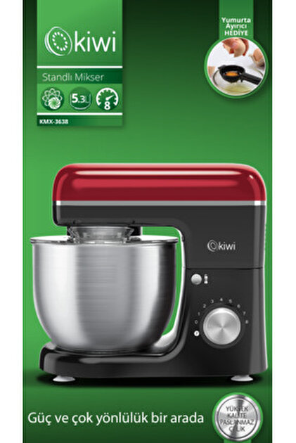 Kiwi Kmx-3638 Hamur Yoğurma & Stand Mikser 5,3 Lt 1300w 8 Hız