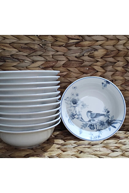 Güral Porcelain Bird Model 12 Pieces 14 cm (Small) Soup Bowl