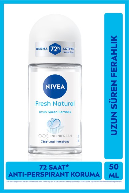 Kadın Roll-on Deodorant Fresh Natural 50ml, 72 Saat Anti-perspirant Ter Koruması, Alkolsüz