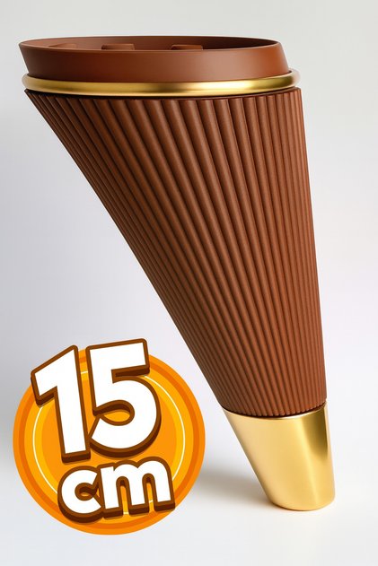 Iron Lüks Mobilya Kanepe Tv Ünitesi Berjer Koltuk Ayağı 15 Cm Ahşap Desenli Gold Ayakları