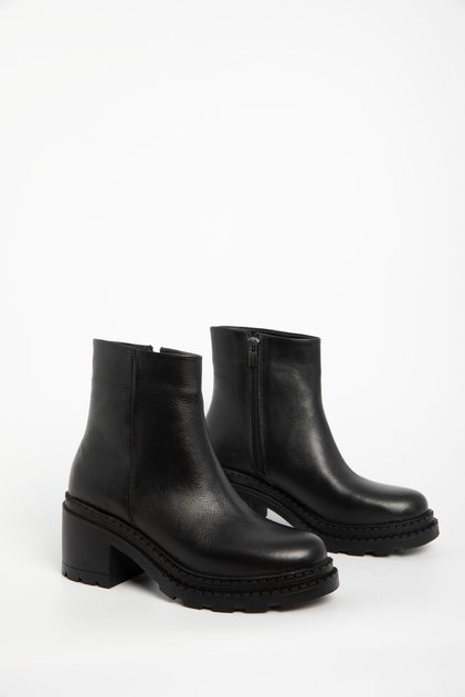 Black Genuine Leather Women's Boots & Booties 20992