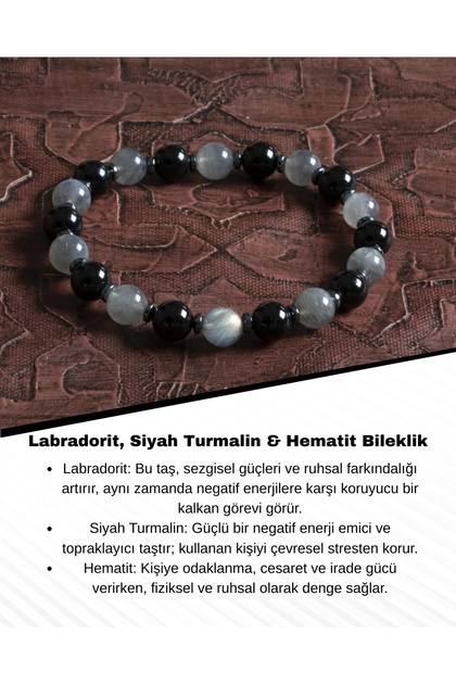 Certified Black Tourmaline & Hematite Labradorite Bracelet