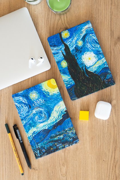 Art Collection Van Gogh the Starry Night - Hard Cover A5 Dotted Notebook 14X21 cm