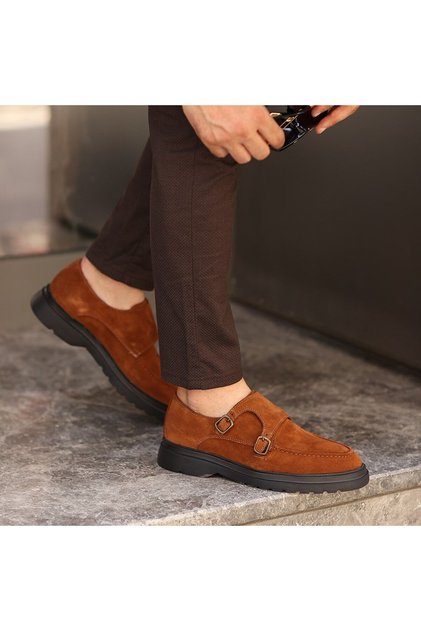 - Tan Suede Leather Laceless Men's Casual Shoes 101-7082-H1085