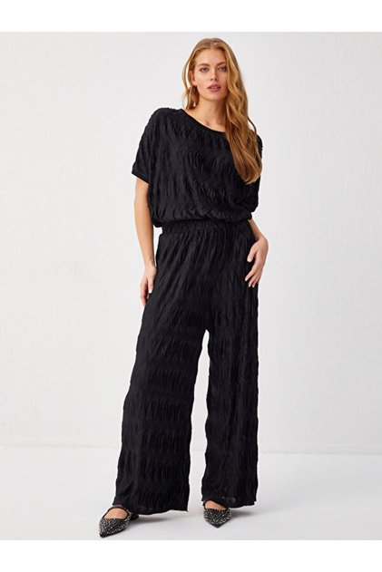 Kendinden Pilise Dokulu Straight Fit Pantolon 68522