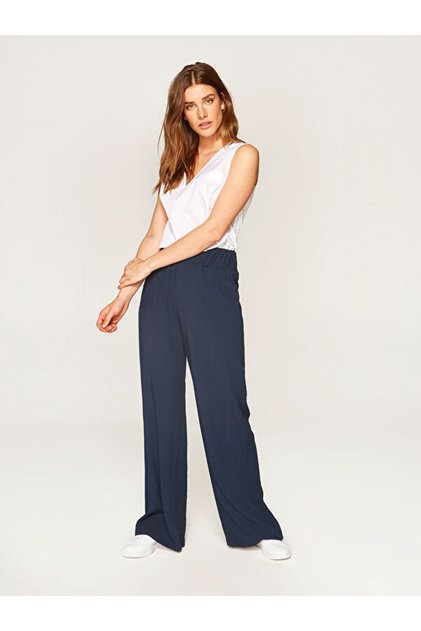 Kadın Lacivert Wide Leg Viskon Pantolon 00067