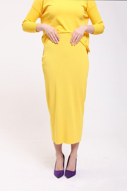 Knitwear Pencil Skirt Yellow