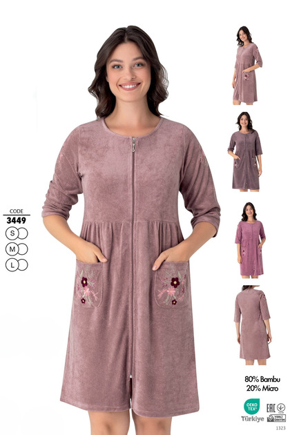 Women's Bamboo Micro Fabric Zippered Stylish Velvet Dress / Mink 3449