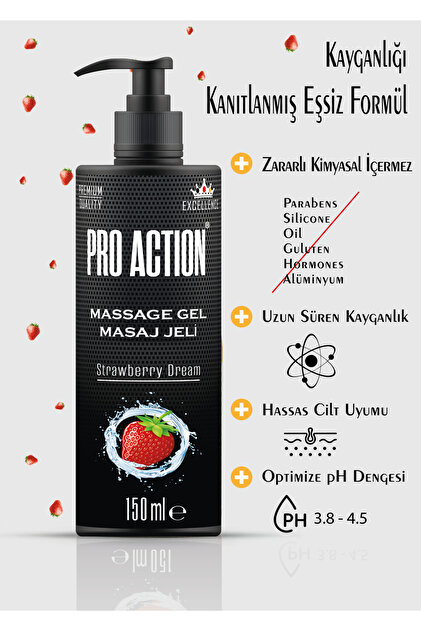 Pro Action Kayganlaştırıcı Masaj Jel 150 ml x 2 Strawberry -çilek