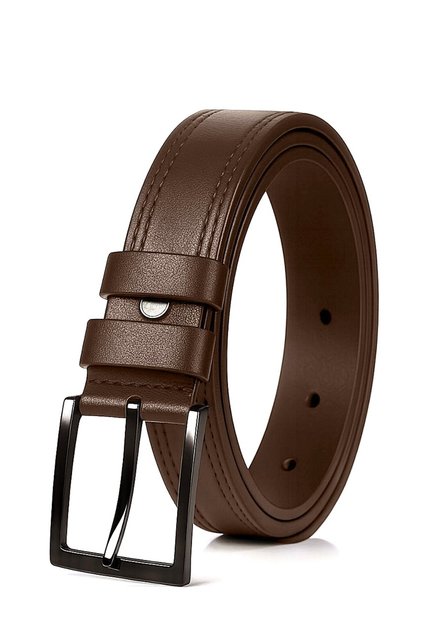 Genuine Leather Belt with Edge Stitching Pattern
