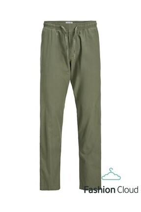Jack & Jones linen blend pants with drawstring waist in brown
