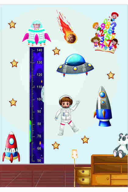 Alien Child Astronaut Height Measuring Wall Sticker 100X30 cm