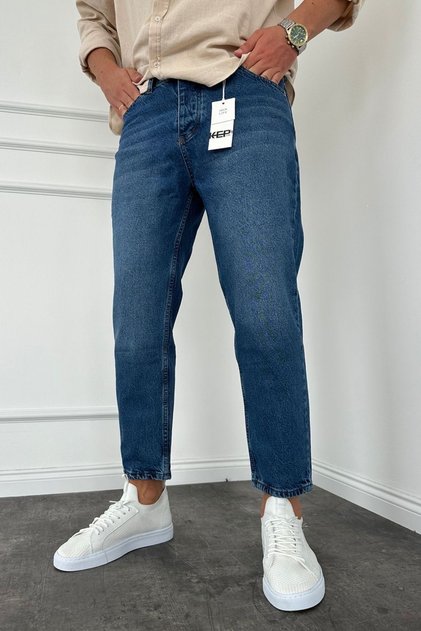 Men's boyfriend fit navy blue jean jeans ke-188