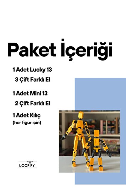 Loopify Lucky 13 Mini 13 Aksiyon Figürü Robot Oyuncak 2'li Altın