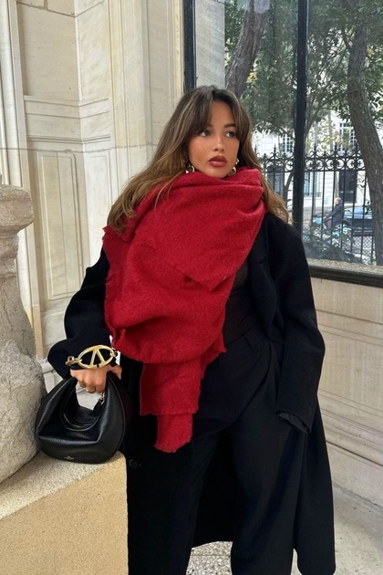 Plain Red Thick Soft Scarf