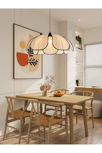 Modern Tasarım Çiçek Sarkıt Avize Rattan Vintage Rustik Boheme Salon Oturma Odası Mutfak Avizesi