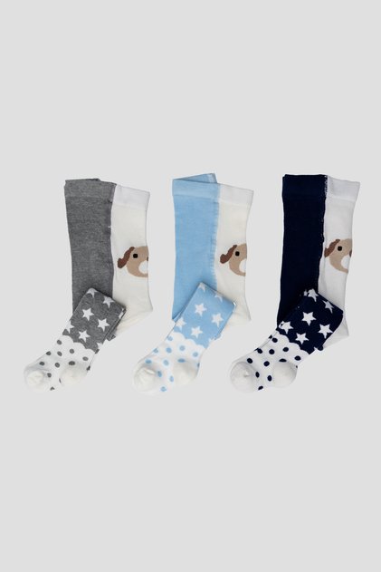 3 Pieces of Star Patterned Cotton Baby Boy and Children's Pantyhose