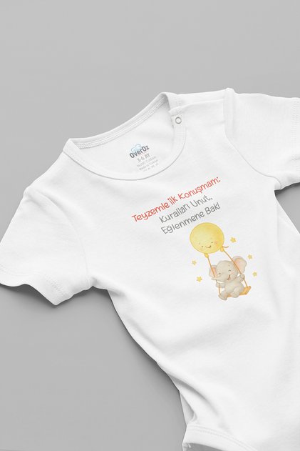 Auntie Printed Short Sleeve Snap Fastener Baby Bodysuit Romper 5912