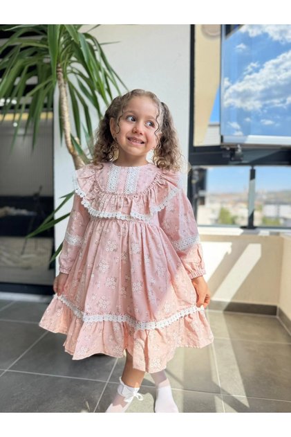 Baby Girl Dress Long Sleeve Ruffled Cotton Birthday Party Special Occasion Wedding Casual Girl's Dress