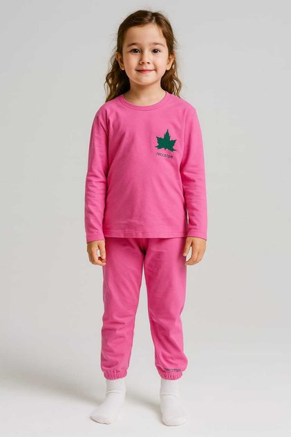 Cotton Girls' Pajama Set with Elasticated Legs
