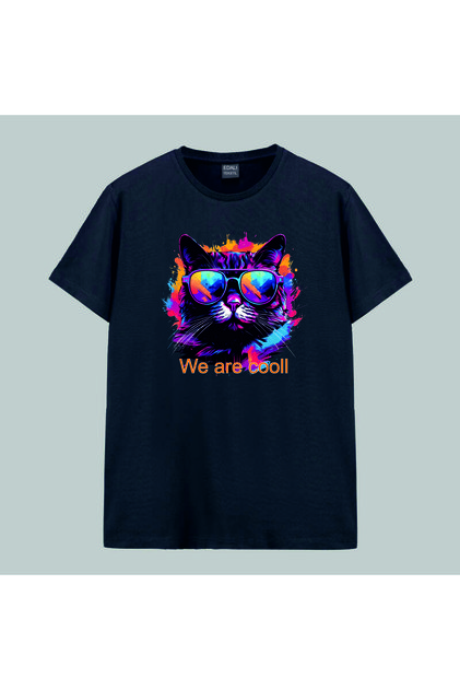 Cat with Glasses We Are Cool Digital Printed Tshirt
