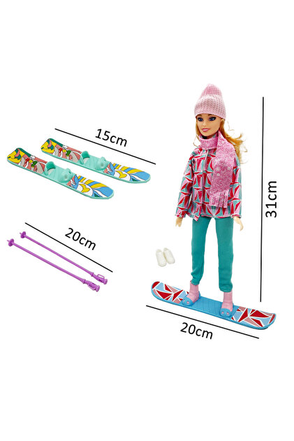 Gokidy DollyLand 8 Parça Snowboard ve Kayakçı Kız Oyun Seti
