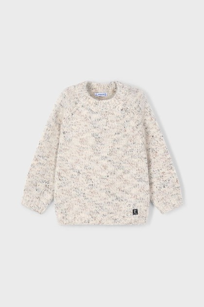 Boy's Raglan Sleeve Knitted Sweater - Beige