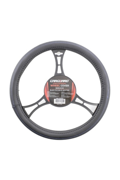 Husă volan auto, piele, design albastru/negru, 38 cm x 8,2 cm, interior TPR