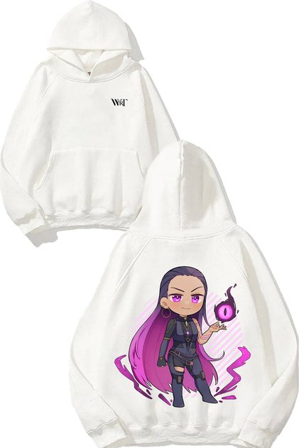 Valorant Reyna Design Back Printed White Hooded Sweatshirt